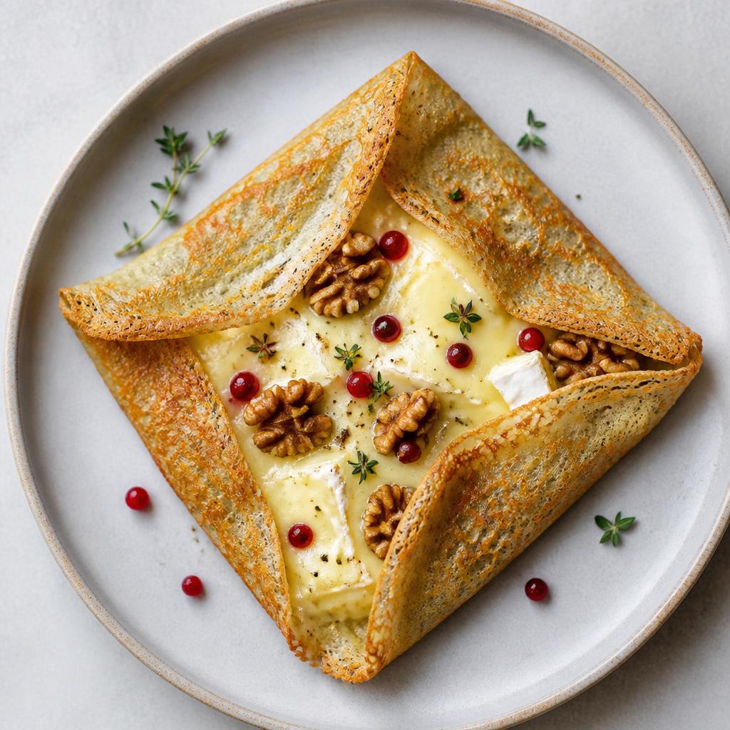 Herzhafte Galette mit Camembert, Walnüssen und Wildpreiselbeeren