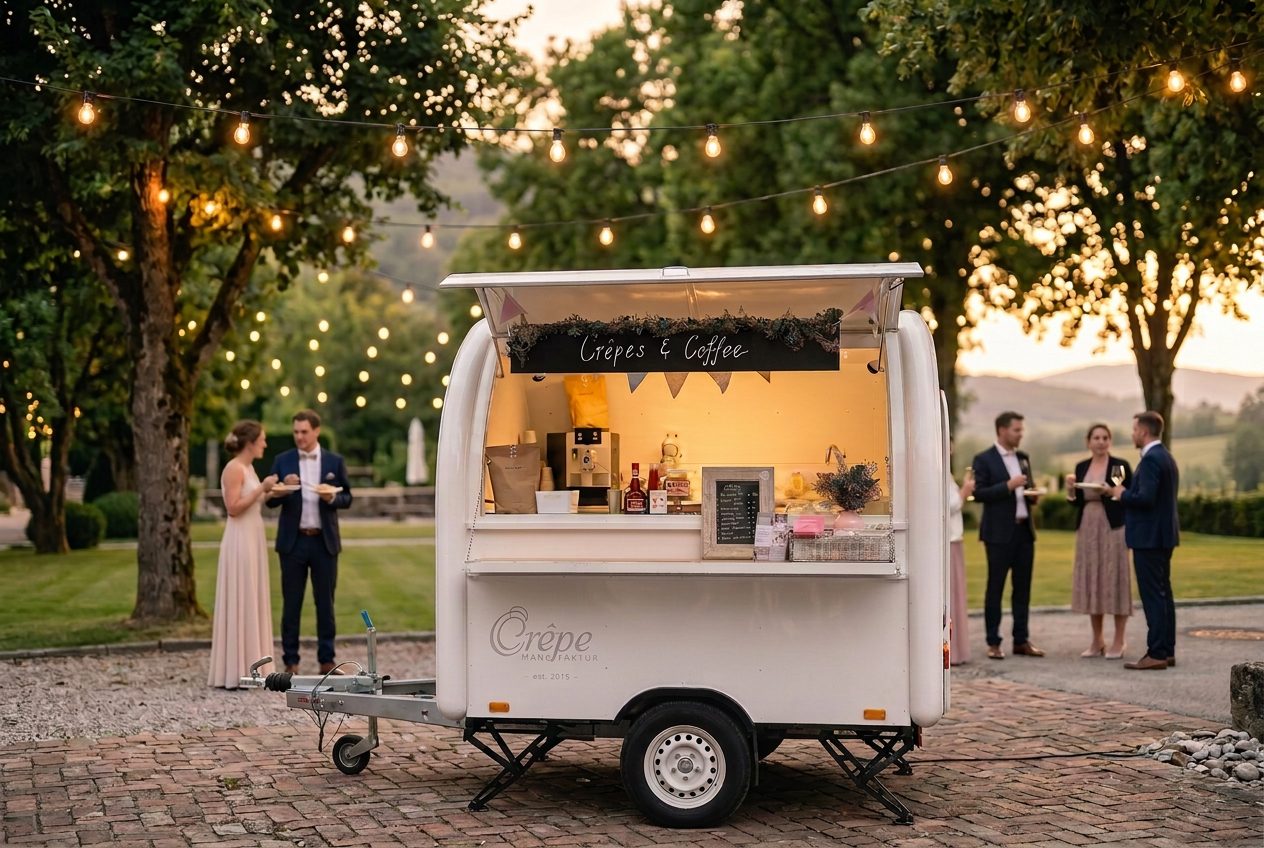 Crêpe Manufaktur Trailer bei einer eleganten Abendveranstaltung